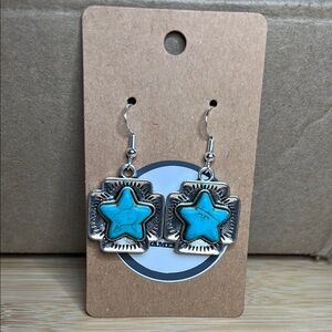 B1G2 Free Turquoise Star Silver Earrings